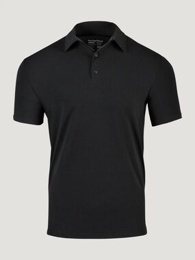 NWT Fresh Clean Threads Men's Black Performance Short-Sleeve Polo Shirt, Large
